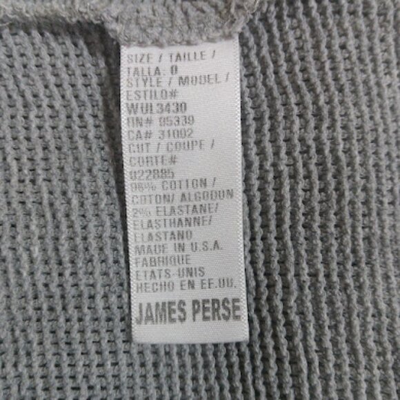 Standard James Perse | Grey Open Slub Waffle Knit Cotton Short Sleeve T-Shirt 0 - Picture 8 of 9